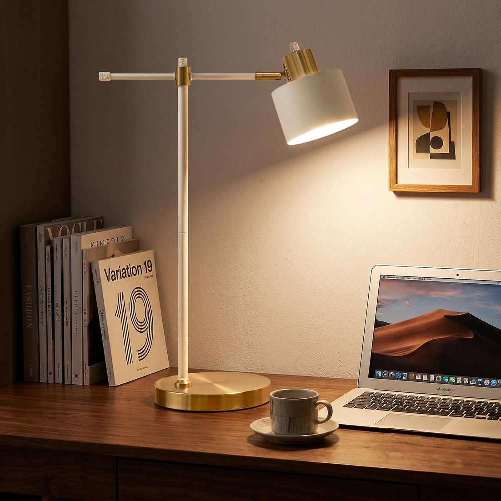 22.2" Modern Desk Lamp, Metal Table Lamp with LED Bulb, Adjustable Readi...