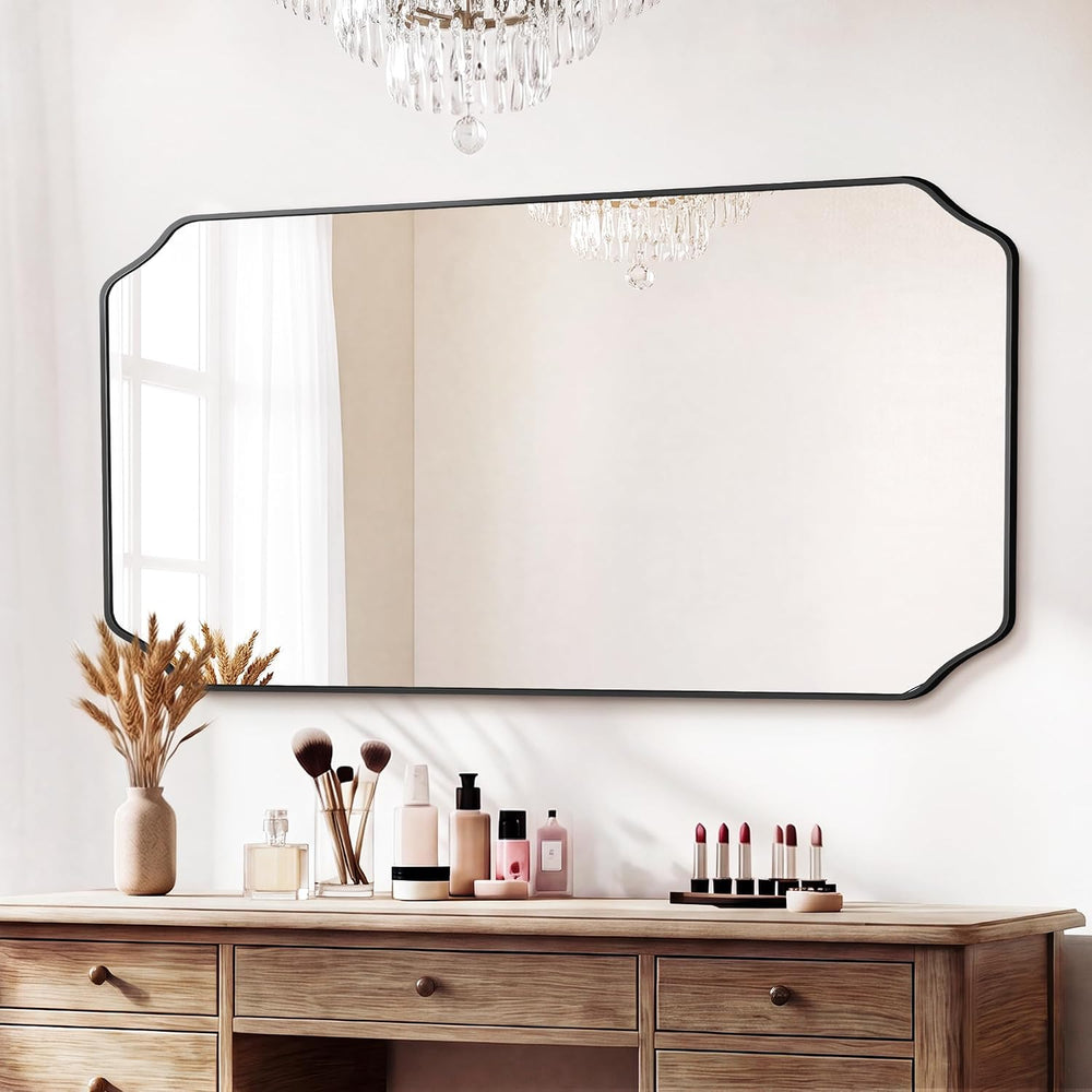 Vanity Bathroom Mirror for over Sink, 55"x30", Black Metal Framed