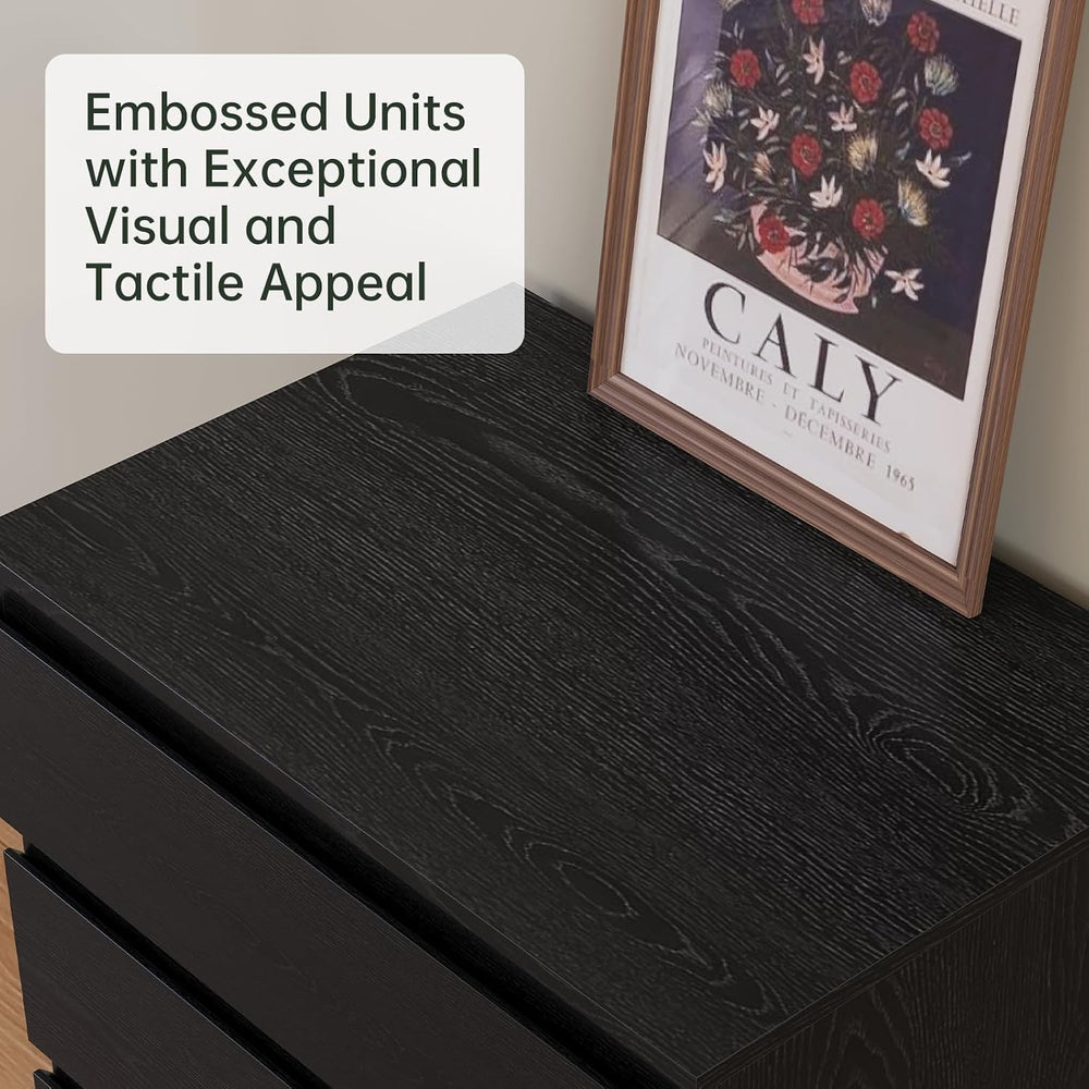 Black Wood Dresser for Bedroom, 5 Drawer for Clothes Storage
