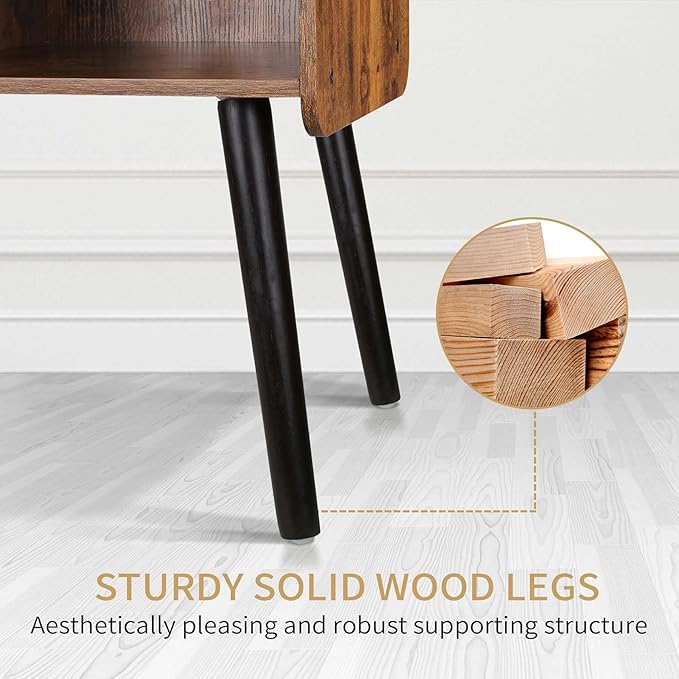 Record Player Stand with Vinyl Record Storage, Mid-Century Turntable Stand fo...