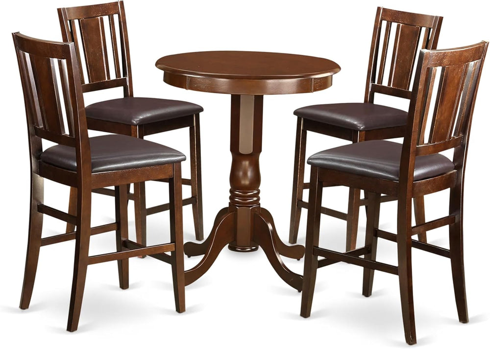 East West Furniture EDBU5-MAH-LC 5 Piece Counter Height Pub Set Includes a Ro...