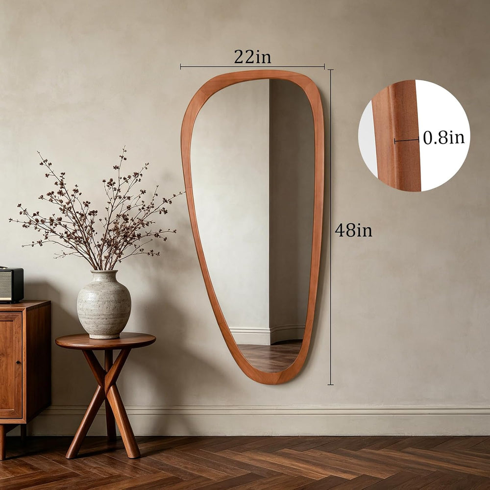 HOMECOOKIN 48" H x 22" W Asymmetrical Mirror, Irregular Wooden Wall...