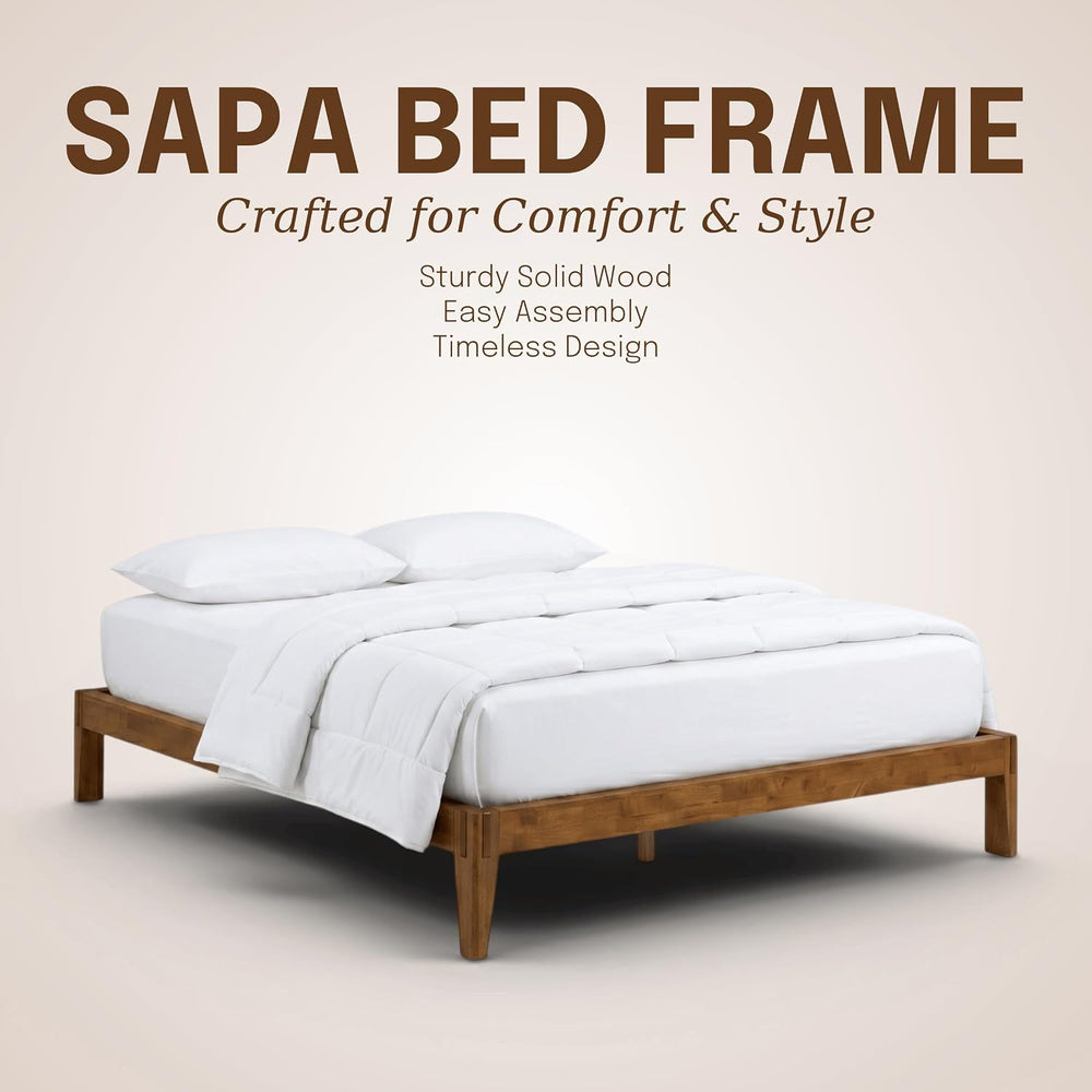 Sapa Solid Wood Platform Bed Frame – Minimalist, Japanese Joinery, No Box Spr...