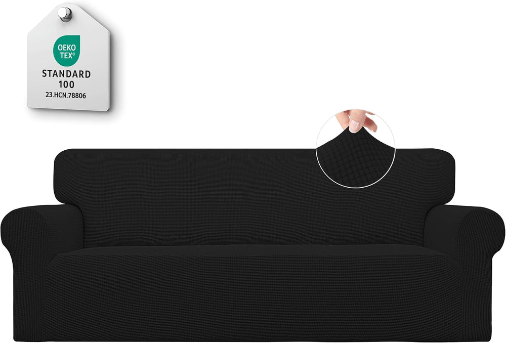 Easy-Going Stretch Couch Covers for Sofa Washable Large Black