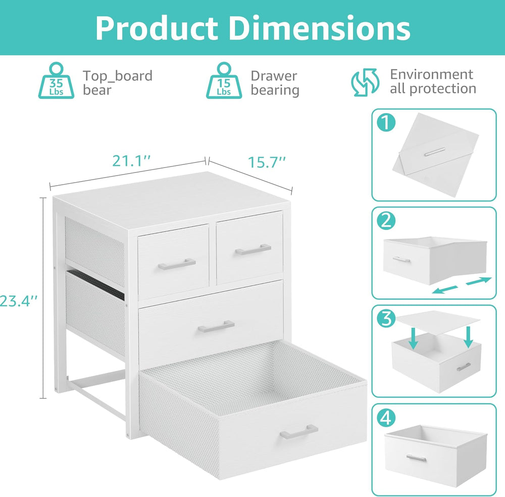 BOLUO Closet Drawers White 4 Drawer Dresser for Closet Organizers and Storage...