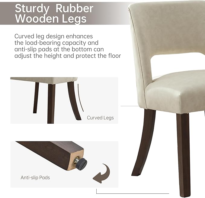 VKNOW Modern Dining Chairs Set of 2, Faux Leather Upholstered Dining Room Cha...