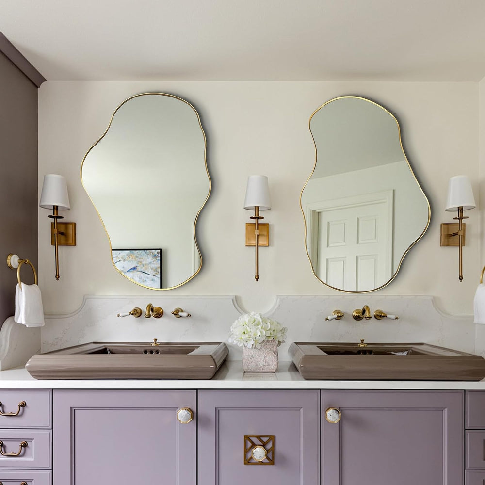 Irregular Wall Mirror, 30"x20" Asymmetrical Decorative Accent Mirro...