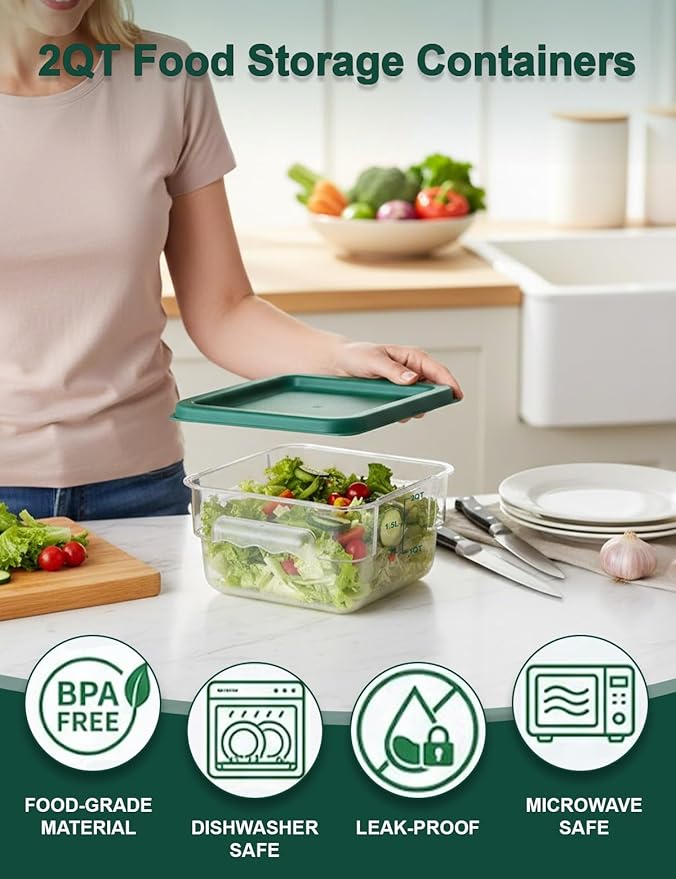 4 Pack 2QT Food Storage Containers