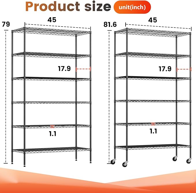BestOffice | 6-Tier Wire Storage Shelves