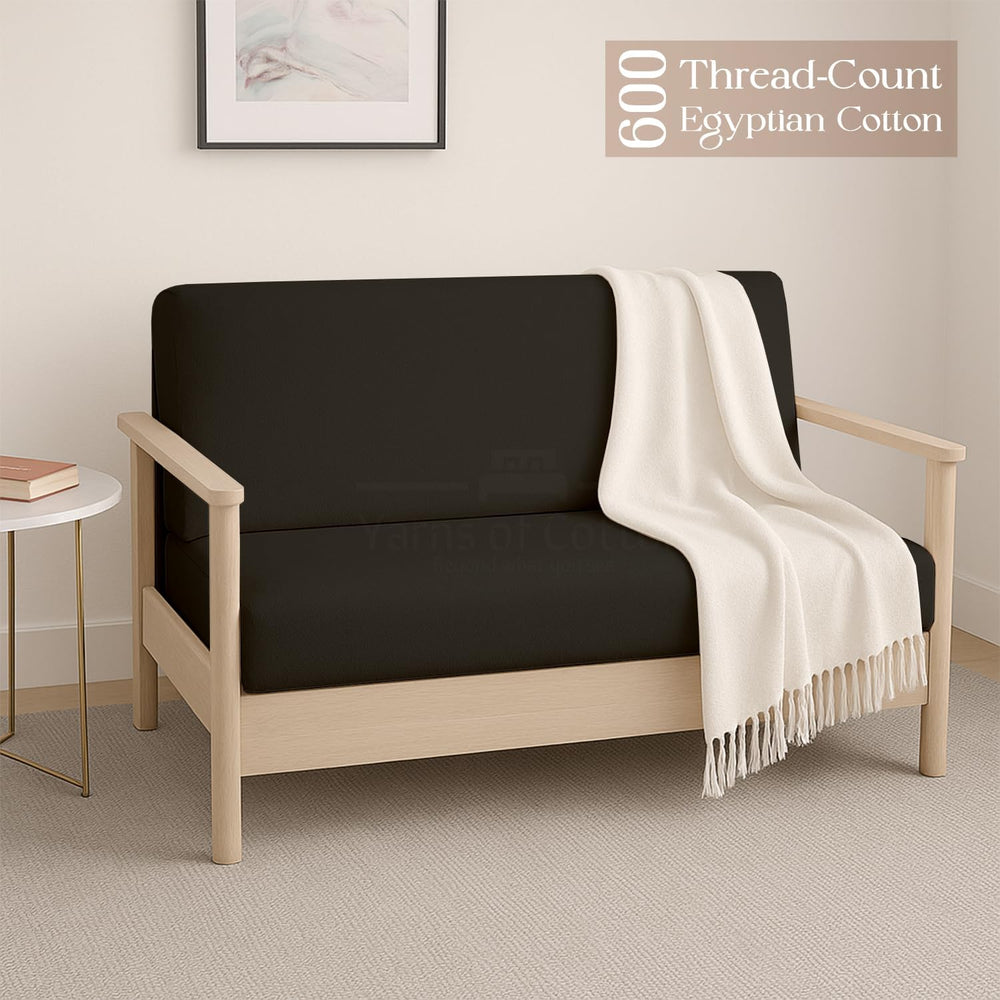 Full Size Futon Covers - 100% Egyptian Cotton Futon Slipcovers Black