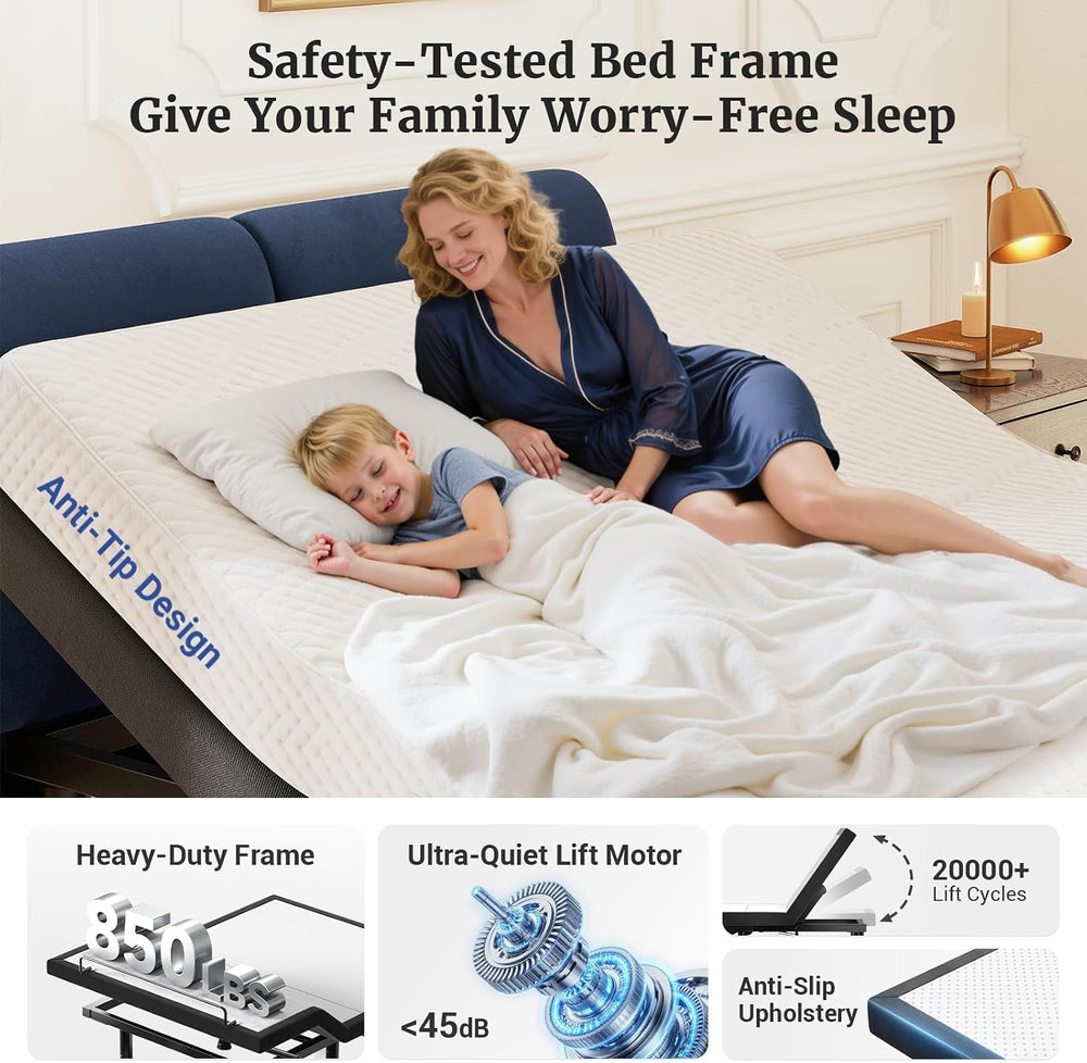 Tami Tami T600 Adjustable Bed Frame Queen Size with Remote & Massage - El...