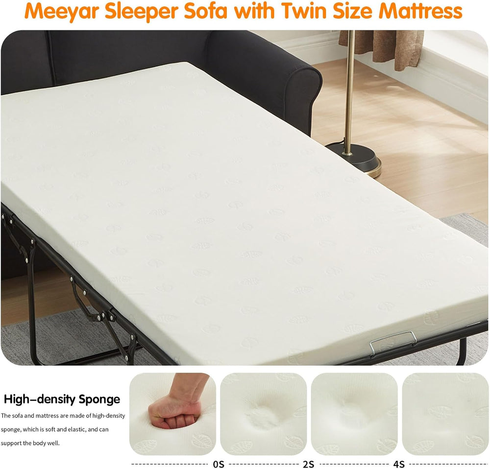 Pull Out Sofa Bed with Mattress, 57" Convertible Sofa Bed Loveseat, Twin...