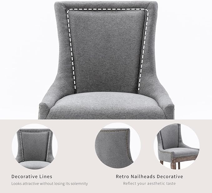 Gray Dining Chairs Set of 4, Kitchen & Dining Room Chairs, Fabric Upholst...