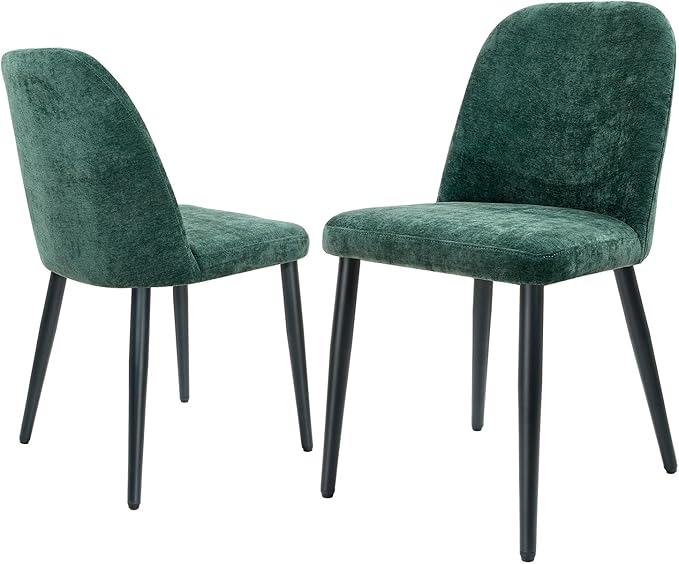 Upholstered Dining Chairs Set of 2 Modern Kitchen Chairs Chenille Fabric Dini...