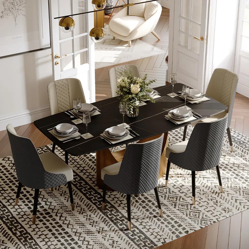 POVISON PU Dining Chairs Set of 2, 38" Faux Leather Upholstered Bar Chai...