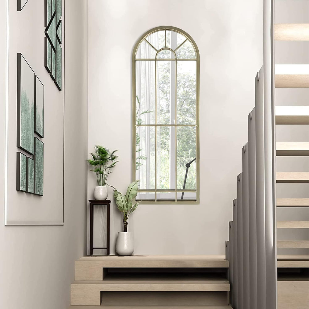 HQiJun Wall Mirror Window Decorative Mirrors Arched Farmhouse for Living Room...