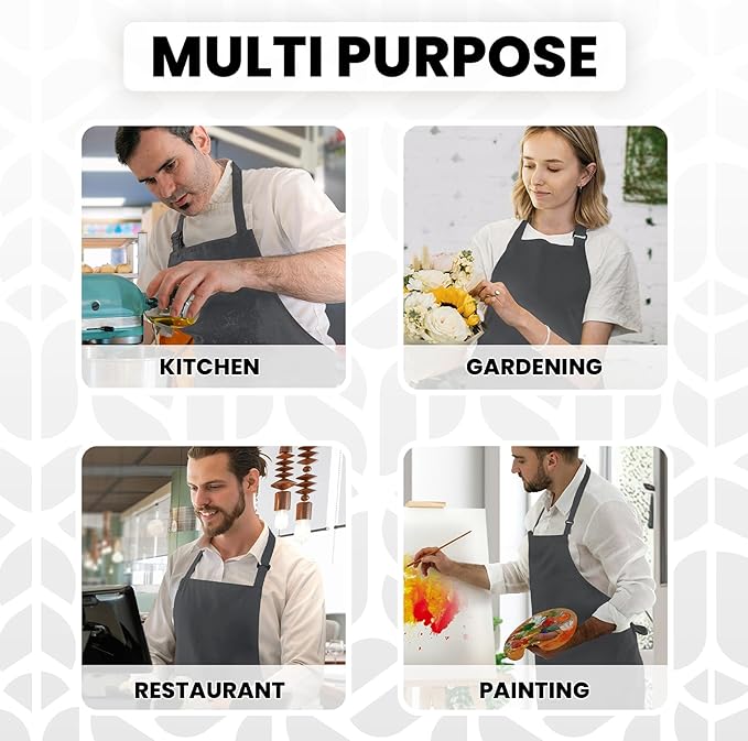 Adjustable Bib Apron 100% Polyester Kitchen Aprons Waterdrop Resistant Aprons