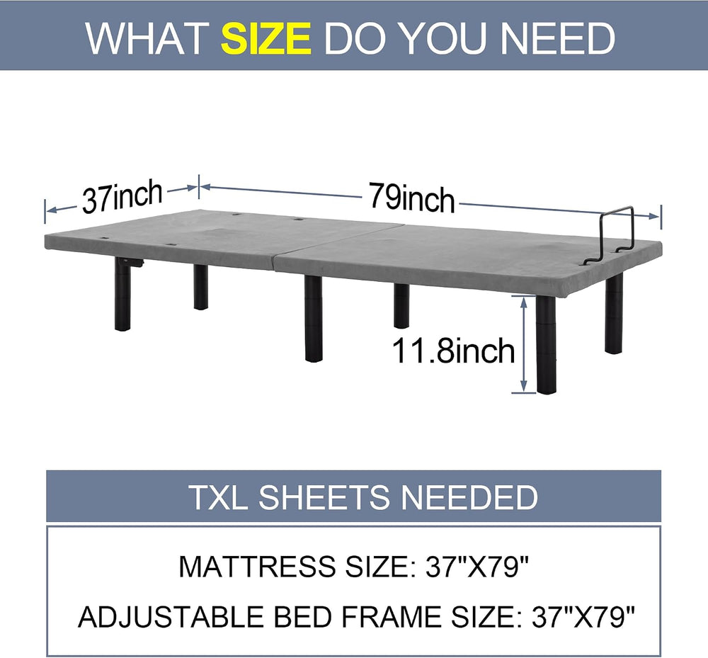 Fromann Adjustable Electric Twin XL Bed Base Frame with Massage, USB Type-C P...