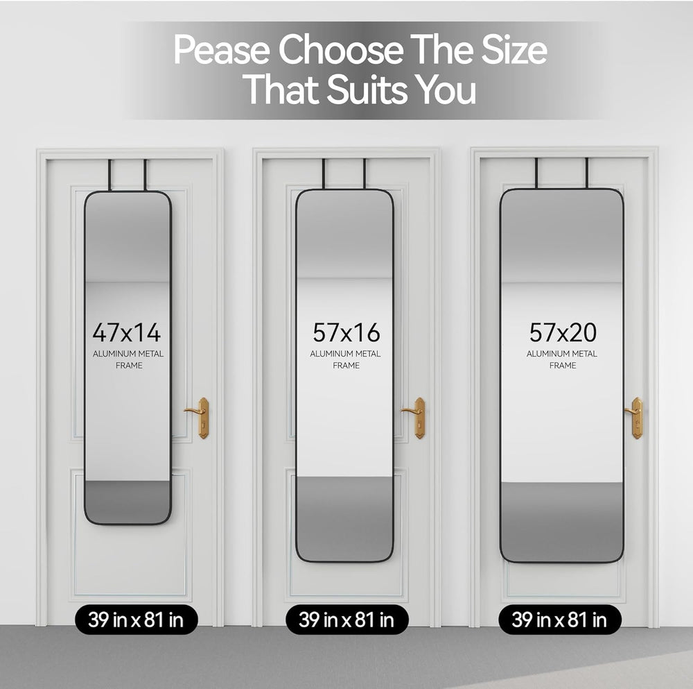 SCWF-GZ 47x14 Mirror Rectangle Full Body Length Door Hanging Wall Mounted Met...