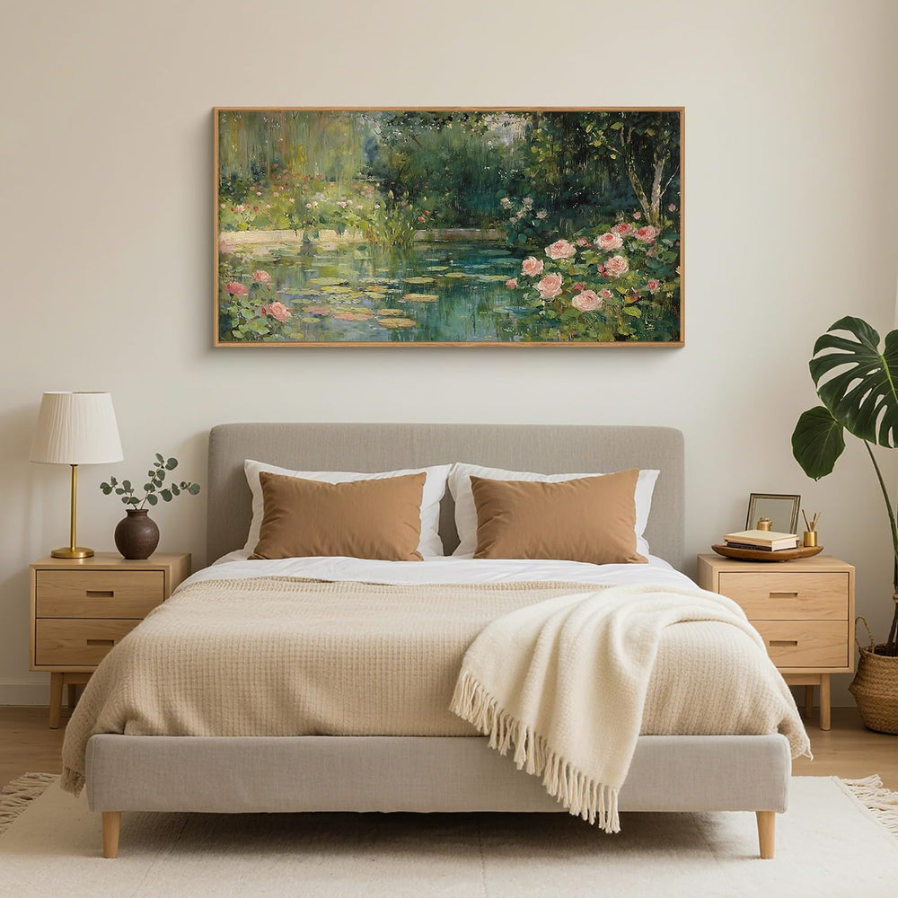 FWIEXA Monet Floral Framed Canvas Wall Art Set, Impressionist Botanical Garde...