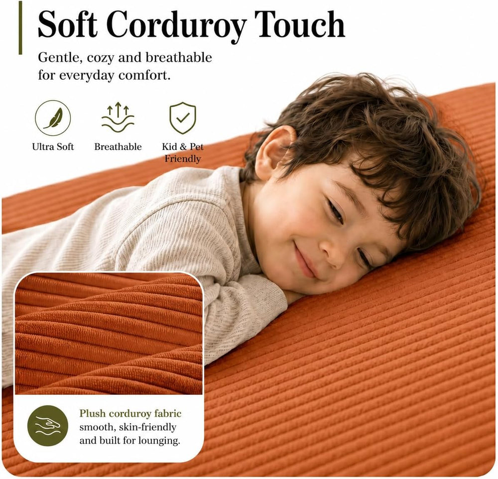 Folding Sofa Bed Convertable Corduroy Couch King Size Floor Sleeper 4-in-1 DI...