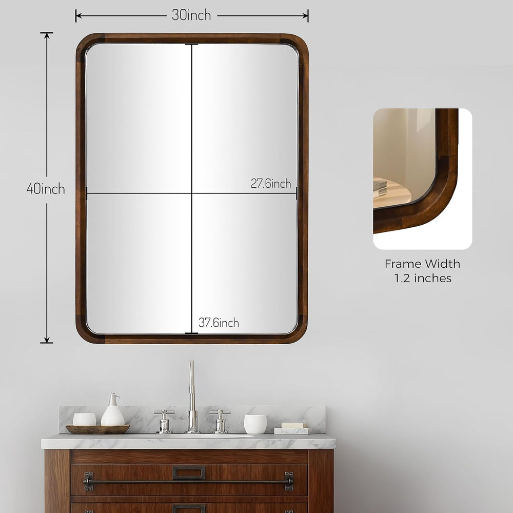 Bathroom Mirror for Wall,Wood Rectangle 30 x 40 inch Hanging Vanity Mirrors