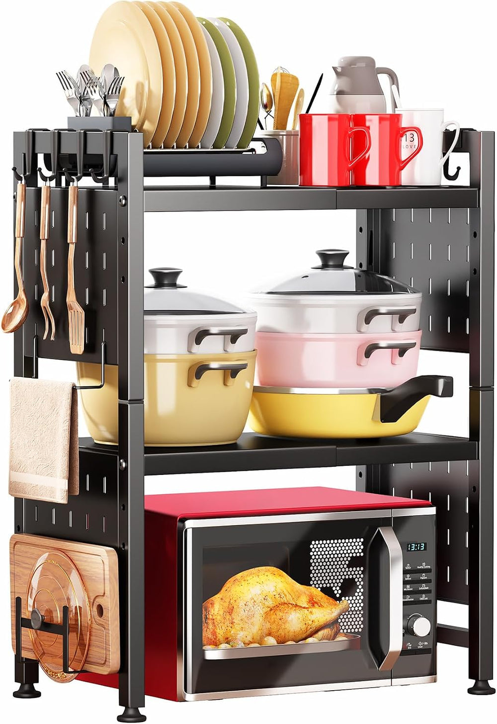Microwave Stand, 3-Tier Expandable(17.4"- 27.4") Heavy Duty Adjusta...