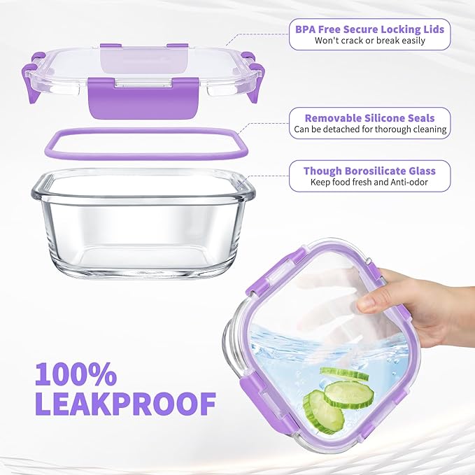 34pcs Glass Food Storage Containers