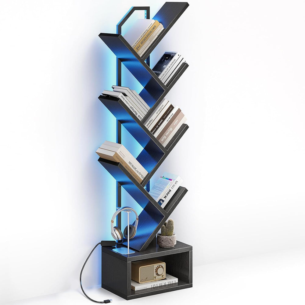 Casaottima 6-Tier Tree Bookshelf — Narrow Floor Standing Bookcase, Tall Steel...