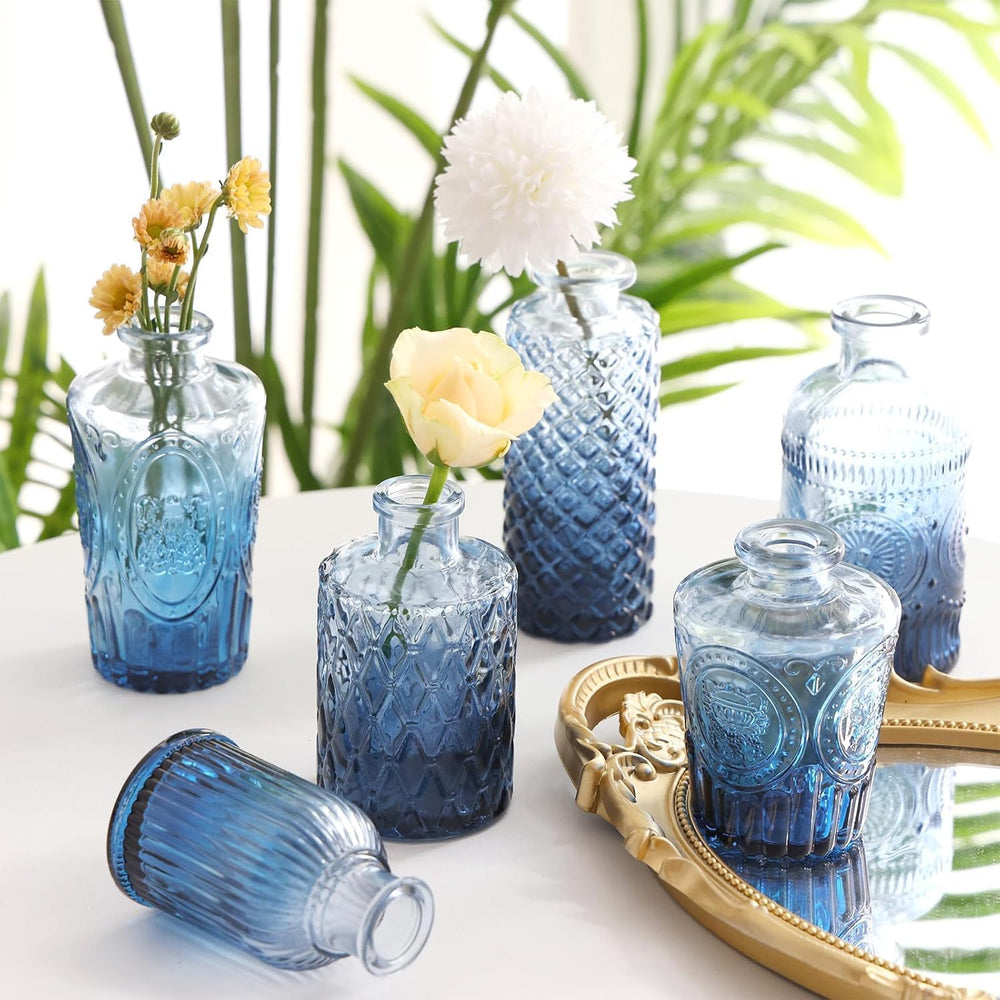 Fixwal 36 Blue Bud Vases Glass Bud Vase Set of 36, Small Vases for Flowers