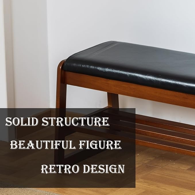 latifolia Solid Wood Bench, Entryway Shoe Bench with Cushion, Flip-Open Stora...