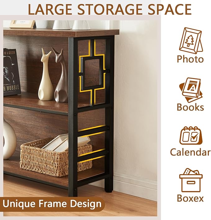HOMISSUE Book Shelf, 3 Tier Small Bookshelf with Storage, Engineered Wood and...