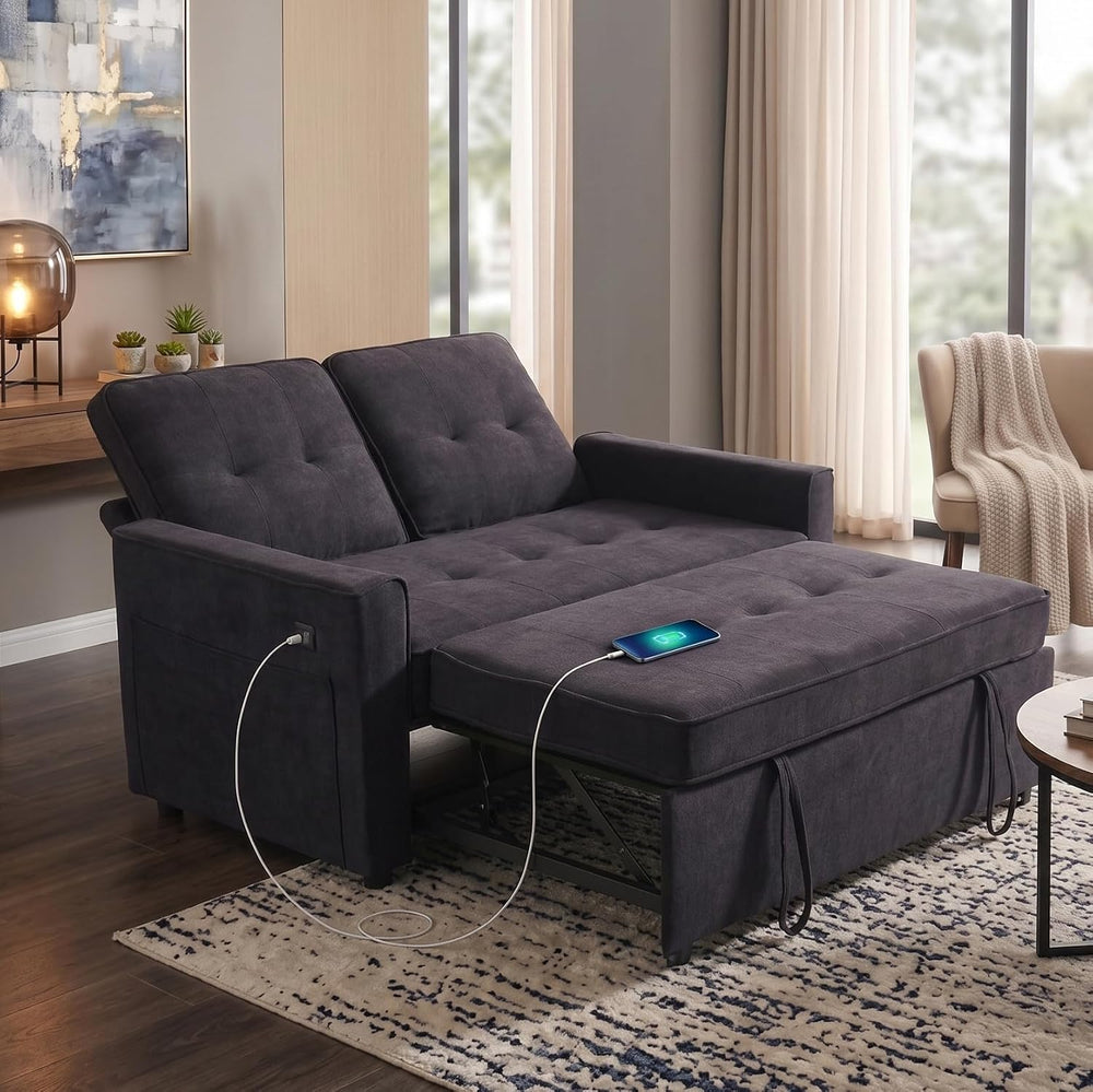 Actinidia 3 in 1 Convertible Sofa Bed, 53" Modern Loveseat Sleeper Sofa ...