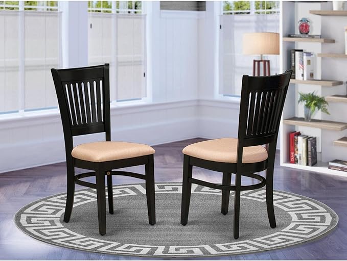 East West Furniture VAC-BLK-C Vancouver Dining Chairs - Linen Fabric Upholste...