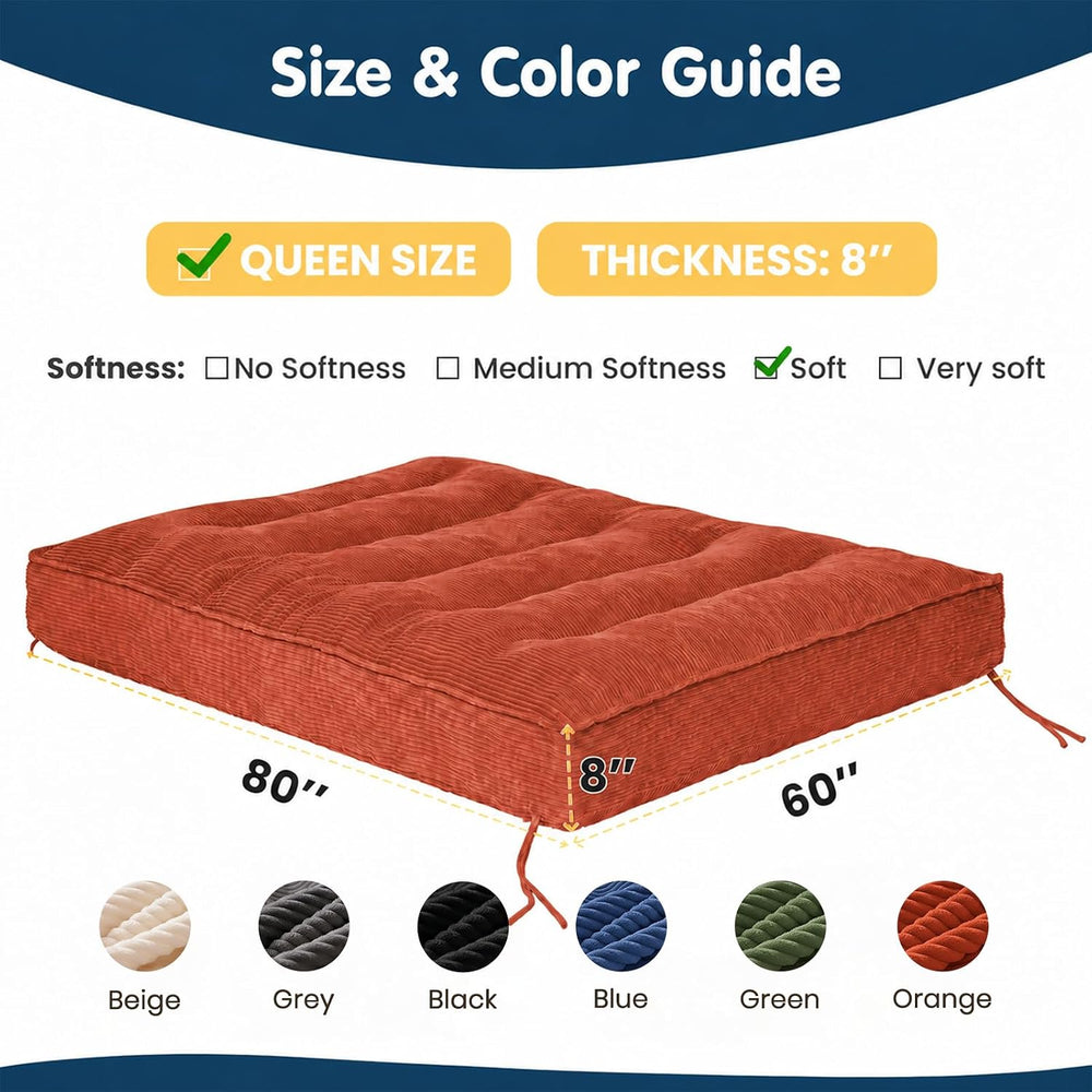8 Inch Futon Mattress Full Size,Orange