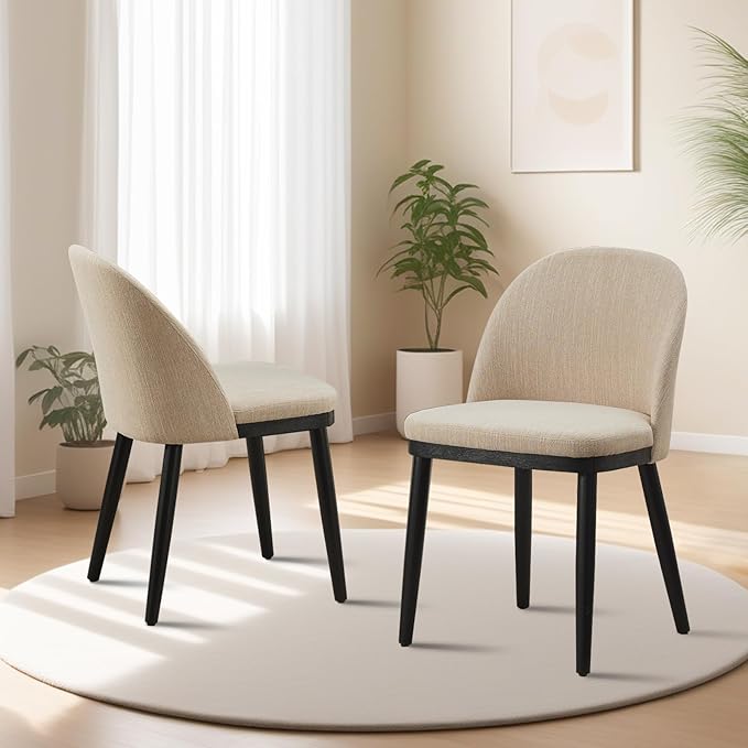 Upholstered Dining Chairs Set of 2,Modern Fabric Kitchen Side Chairs with Thi...