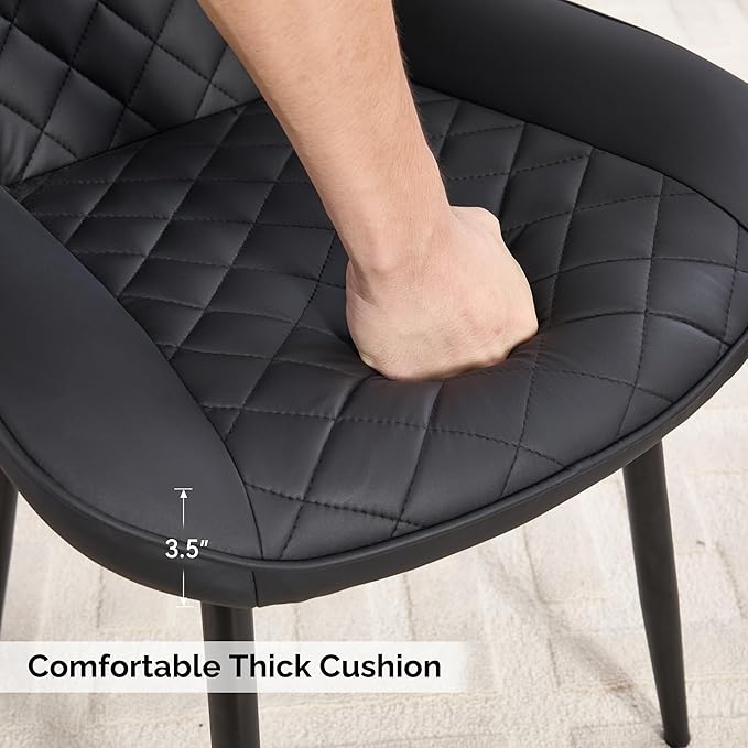Dining Chair Set of 4, Modern Dining Chairs with Thick Cushions, Faux Leather...