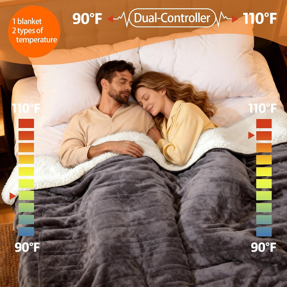 Electric Heated Blanket Queen Size 84''x90'' Machine Washable