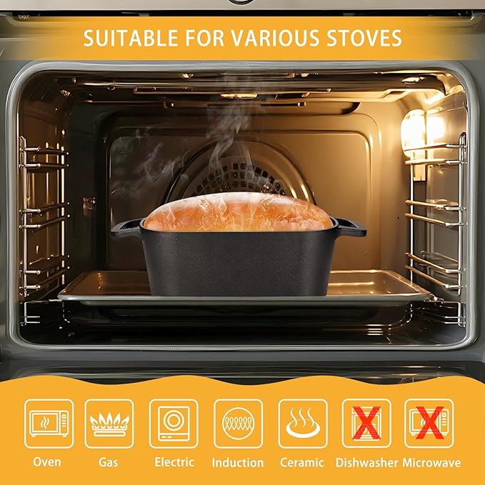 3.6QT Oval Dutch Oven for Bread Baking