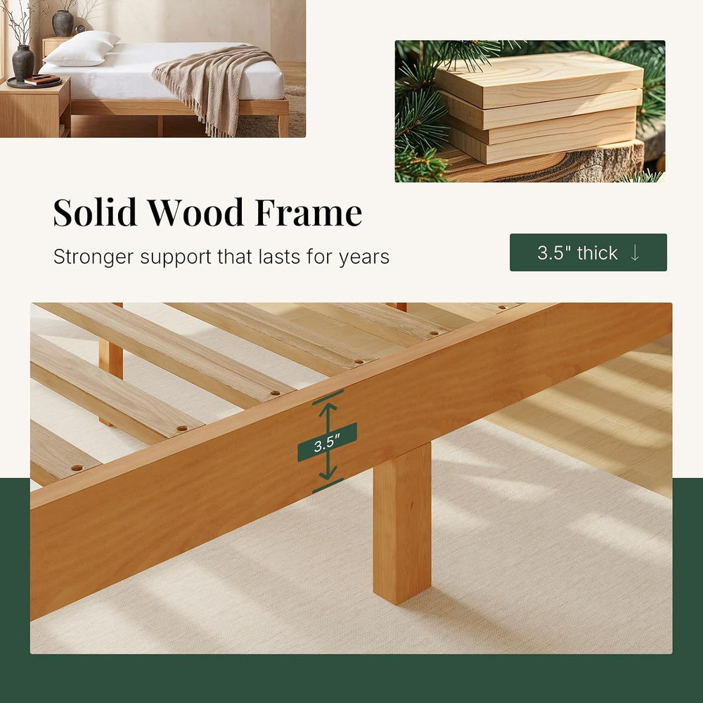 Sweetcrispy Full Size Bed Frames, 12 Inch Height Wood Platform Bed Frame