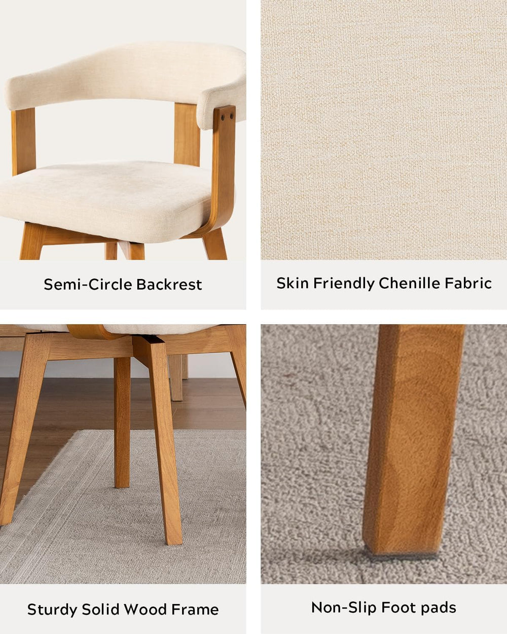EYYTHUNG Swivel Dining Chairs Set of 2, Mid Century Modern Chenille Dining Ch...