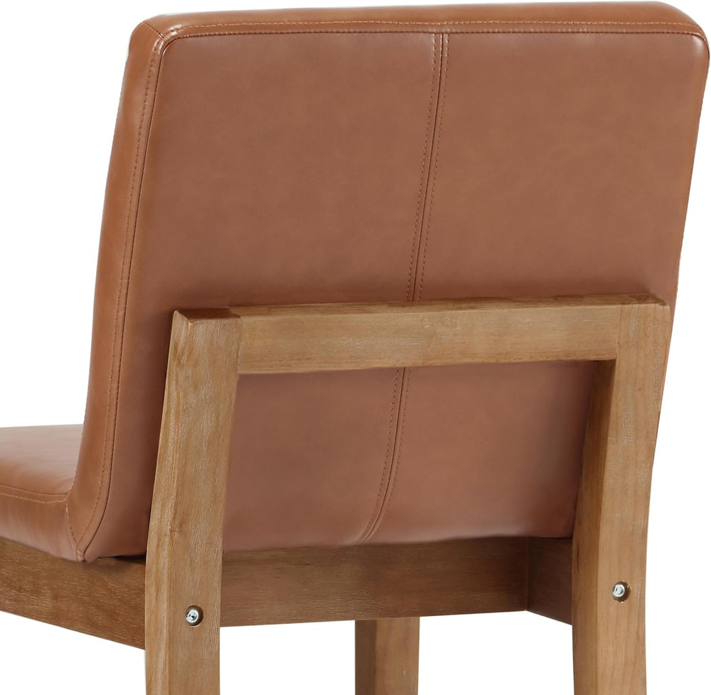 Kmax 26 Inch Bar Stools Set of 2 with Back Support, PU, Brown