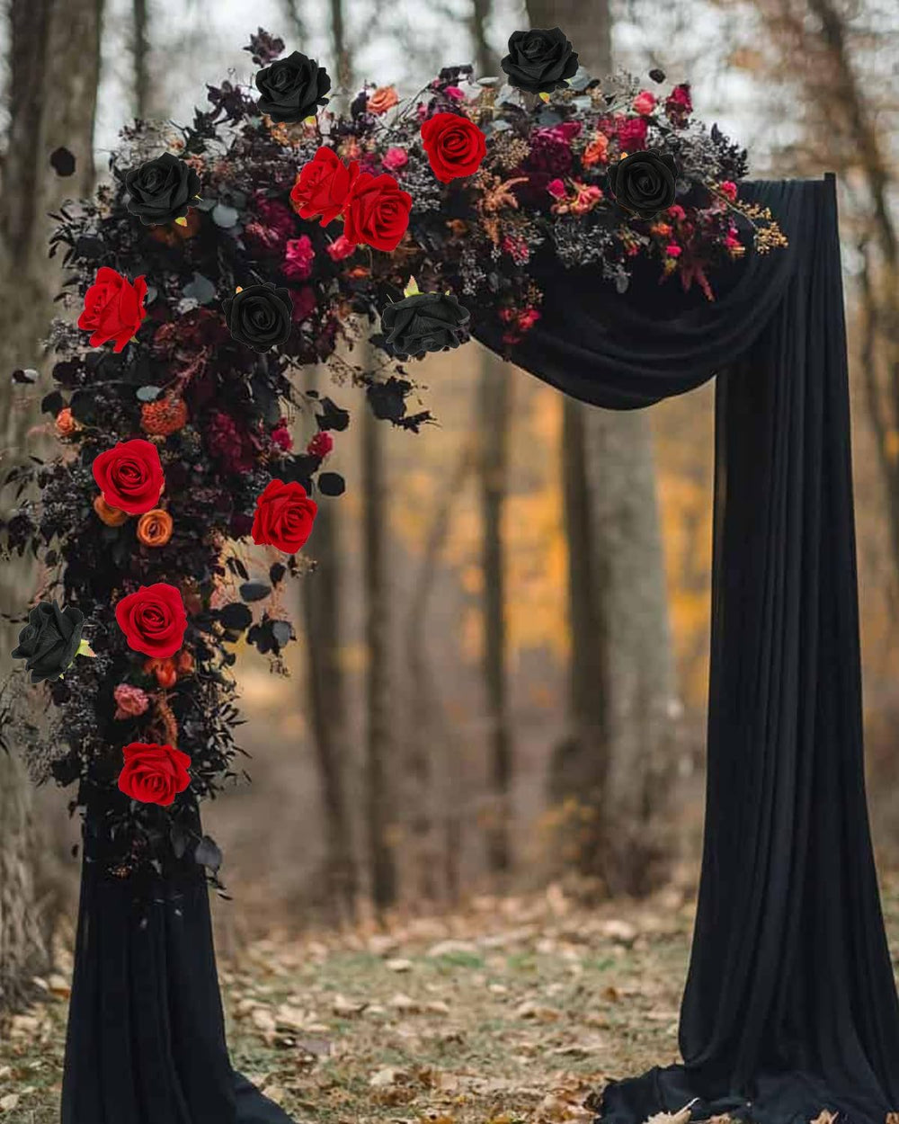 Coferset 50pcs Velvet Artificial Roses Flowers in Bulk,Black
