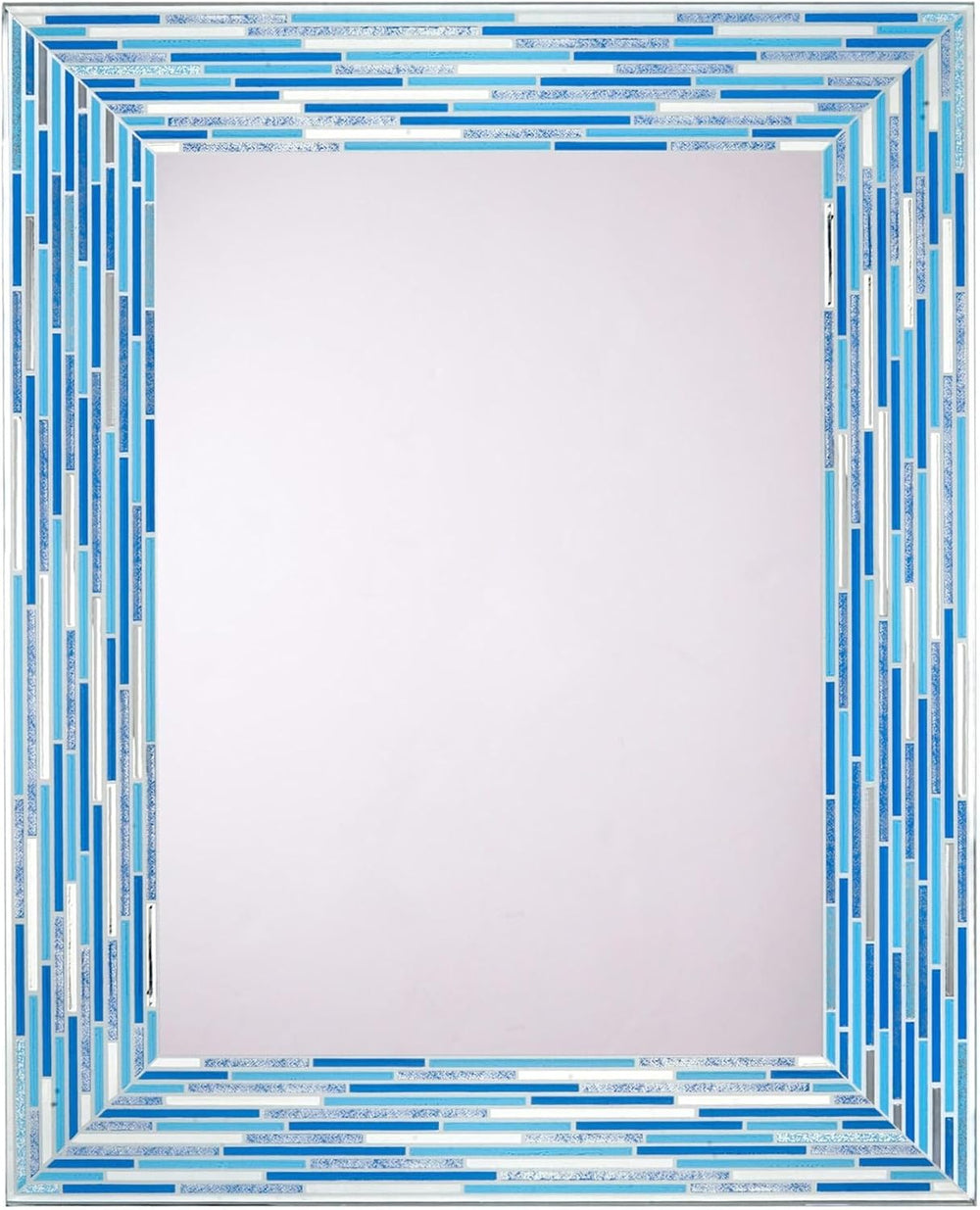 Head West 24"x30" Frameless Blues Mosaic Bathroom Vanity Mirror, Re...