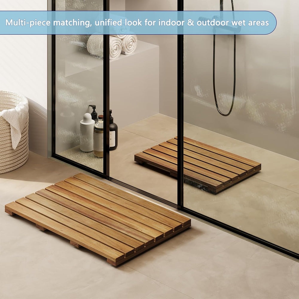 Wood Shower Mat Bath Mat Wooden Bathroom Mat Spa Shower Floor Mat (Large) | 1...