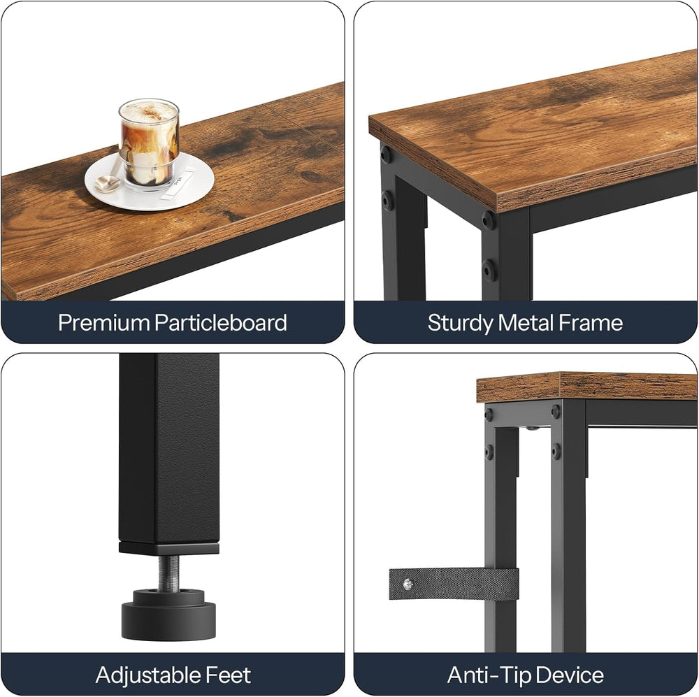 HOOBRO 39.4 Inch Narrow Console Table with Power Outlets, 5.9 Inch Sofa Table...
