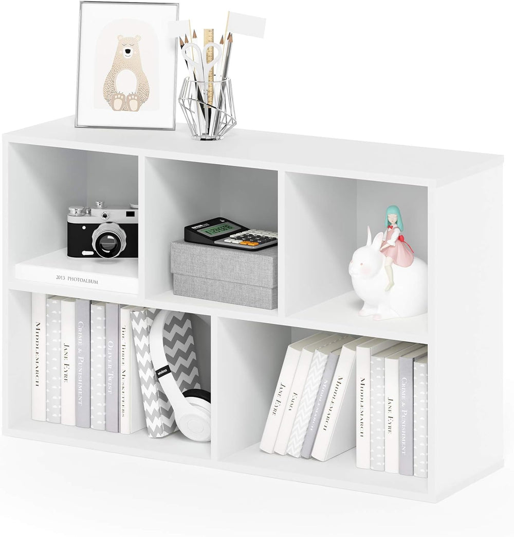 Furinno LUDER Book Shelf, 5-Cube Bookshelf, Reversible Bookcase, 9.4 x 19.5 x...