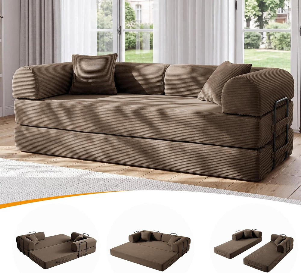 79" Convertible Sofa Bed Set, 4 in 1 Boneless Couch for Living Room