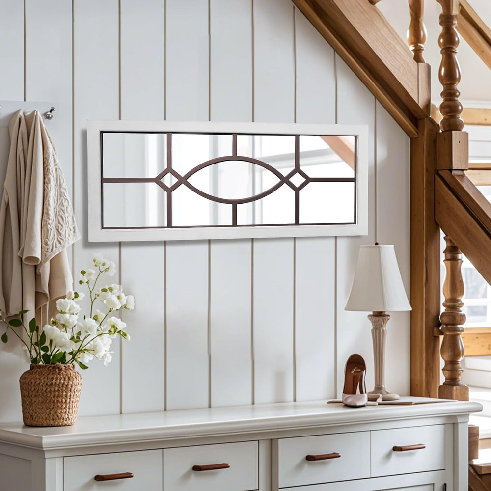 Farmhouse Mirror for Wall Decor: 43.3"x17.7" Large Rustic Windowpan...