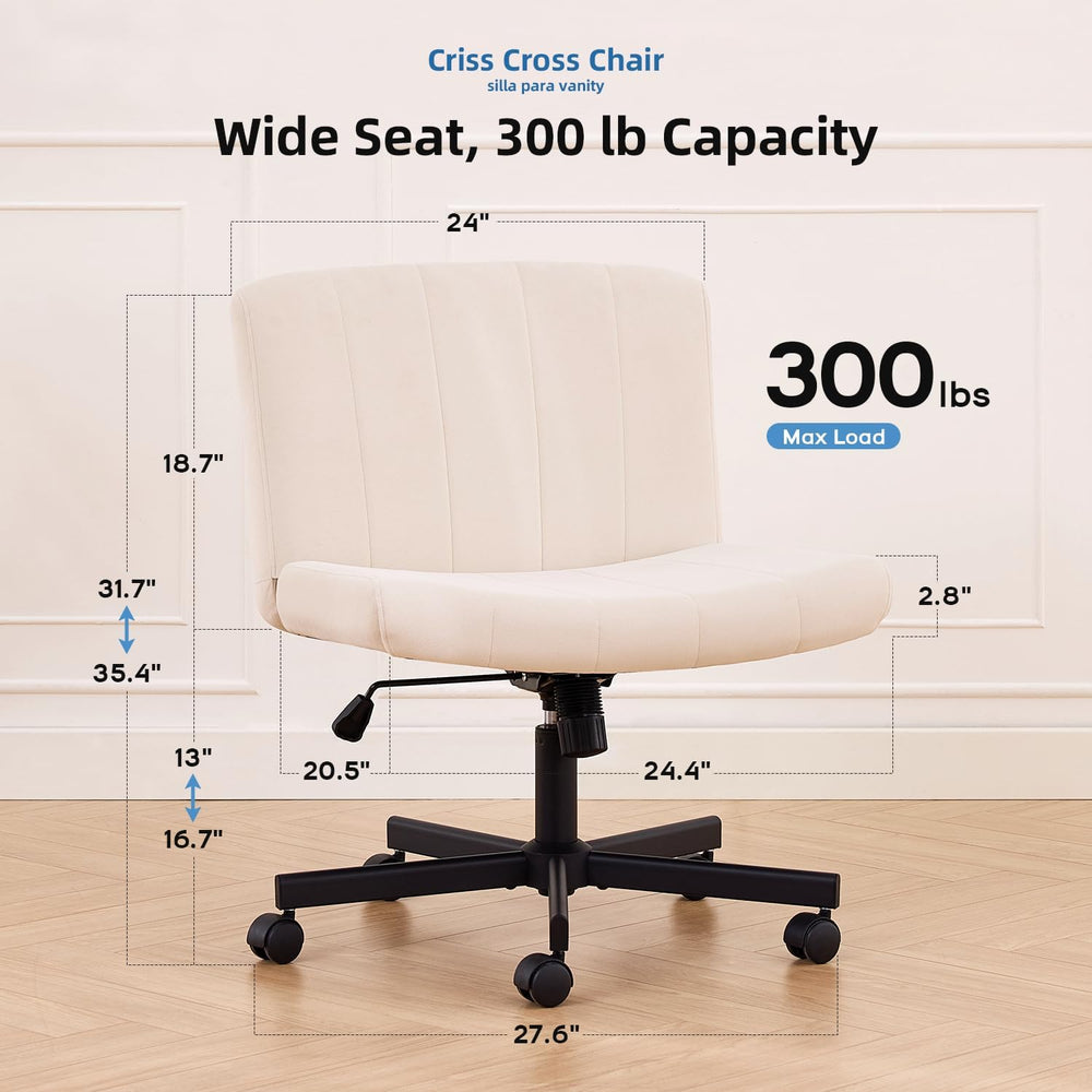 amseatec Criss Cross Office Chair with Wheels, Fabric Makeup Vanity Chair | E...